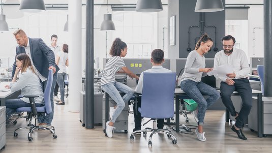 Bright casual office environment